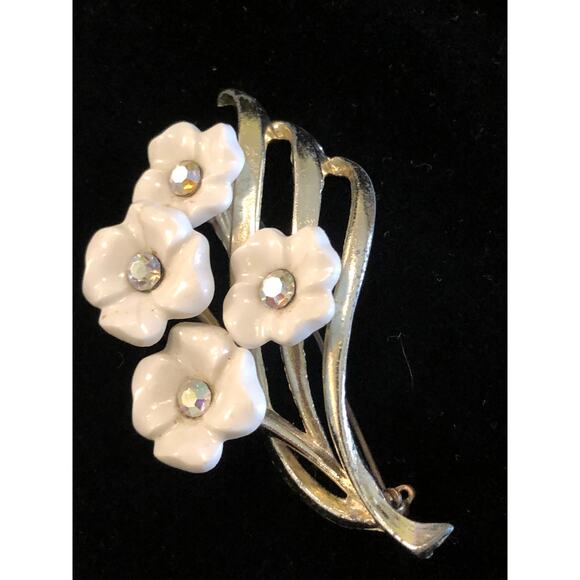Vintage 40s-60’s Retro Mcm Flower Brooch/pin Silvertone. - Picture 1 of 4